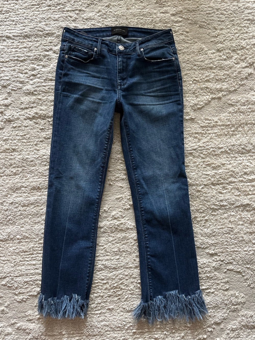 Black Orchid Dark Blue Frayed Hem Jeans Size 26